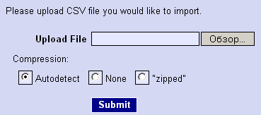 Select CSV file to upload and import